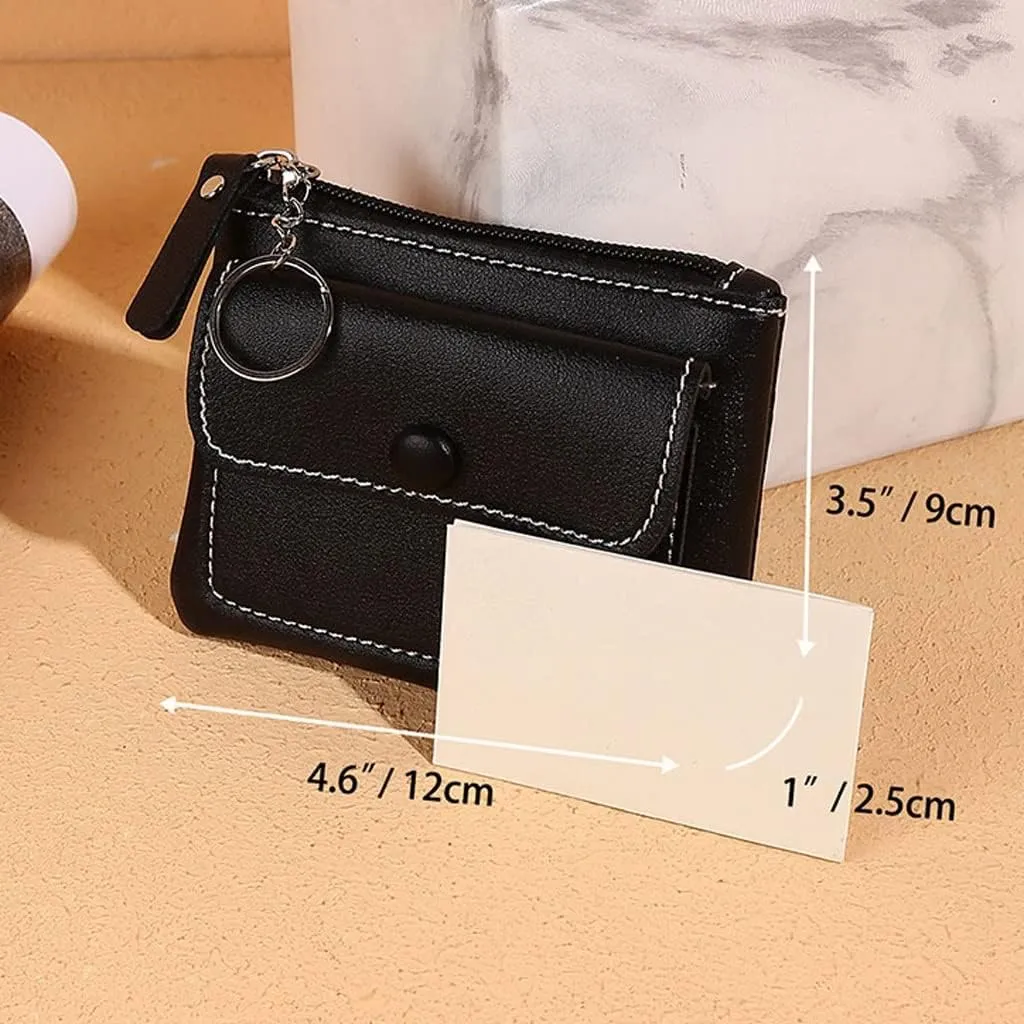 Ladies Zipper Cropped Wallet Card Holder Buckle Purse Key Case(E)