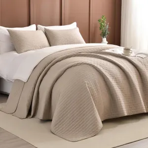 Lady Ann Queen Size Bedspread Set 100x106, 3pcs Oversized Queen Quilt Bedding Set Linen Feel Summer Queen Bed Quilted Coverlet Lightweight and Thin Comforter Bed Cover All Season Ultra Soft and Cozy