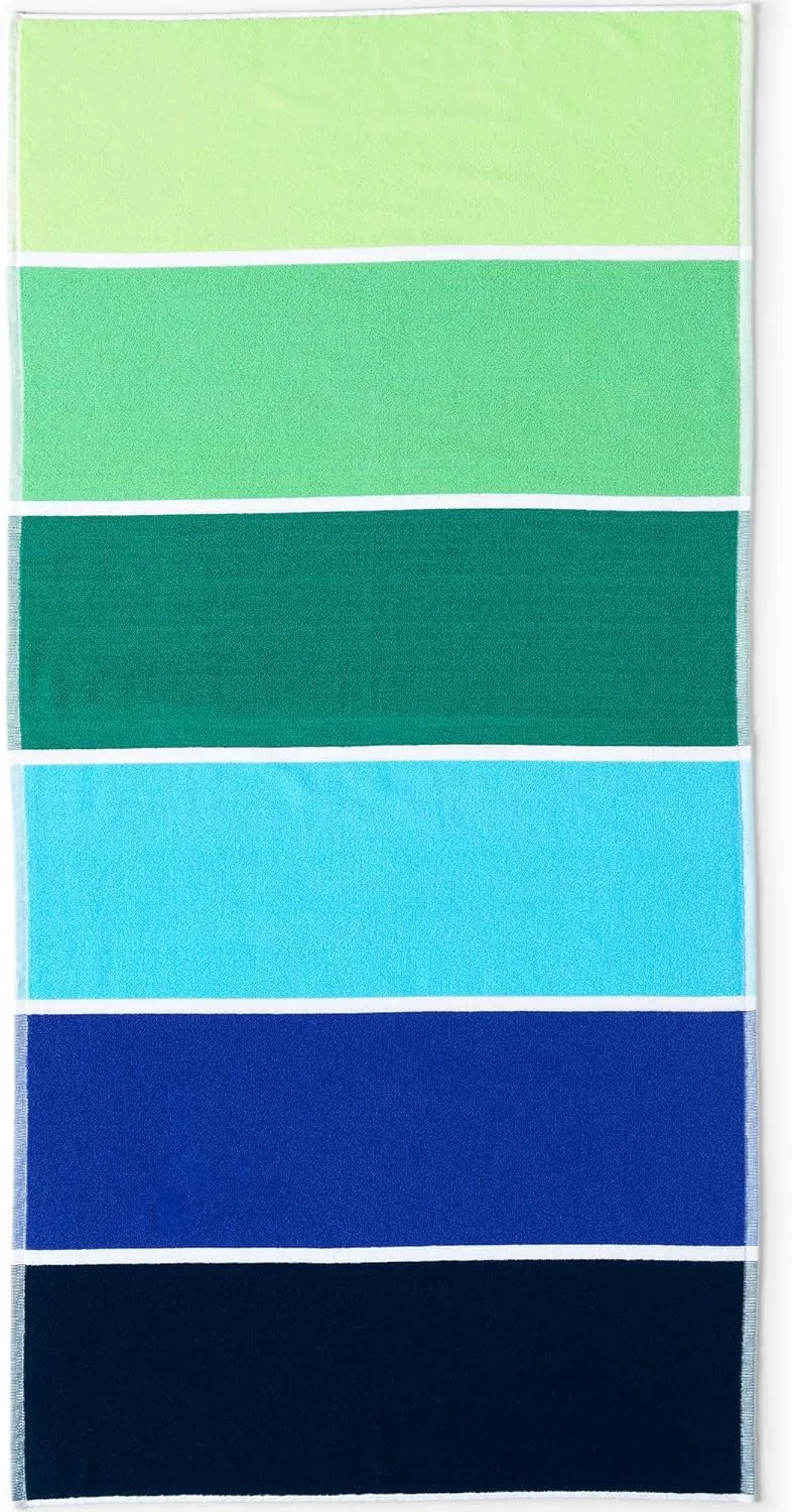 Lands' End Kids Cabana Stripe Lime Jade Multi Stripe Bath- Beach Towel