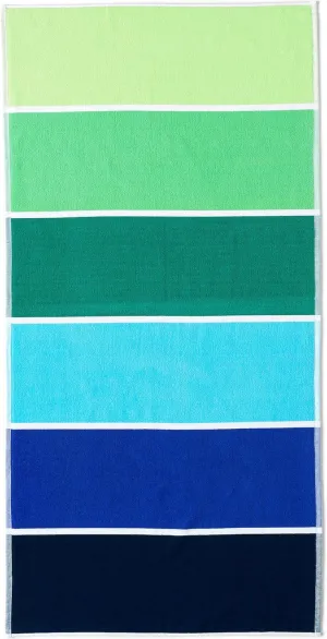 Lands' End Kids Cabana Stripe Lime Jade Multi Stripe Bath- Beach Towel