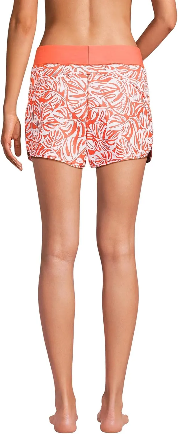 Lands' End Women's 3" Quick Dry Elastic Waist Board Shorts Swim Cover-up Shorts with Panty
