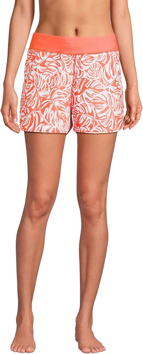Lands' End Women's 3" Quick Dry Elastic Waist Board Shorts Swim Cover-up Shorts with Panty