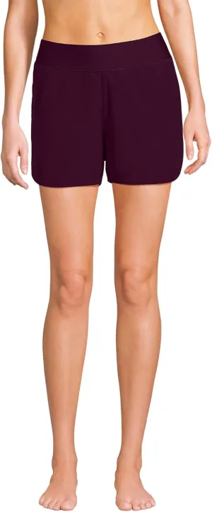 Lands' End Women's 3" Quick Dry Elastic Waist Board Shorts Swim Cover-up Shorts with Panty
