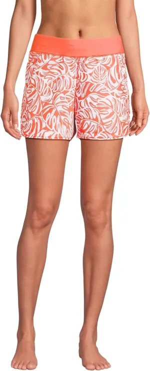 Lands' End Women's 3" Quick Dry Elastic Waist Board Shorts Swim Cover-up Shorts with Panty
