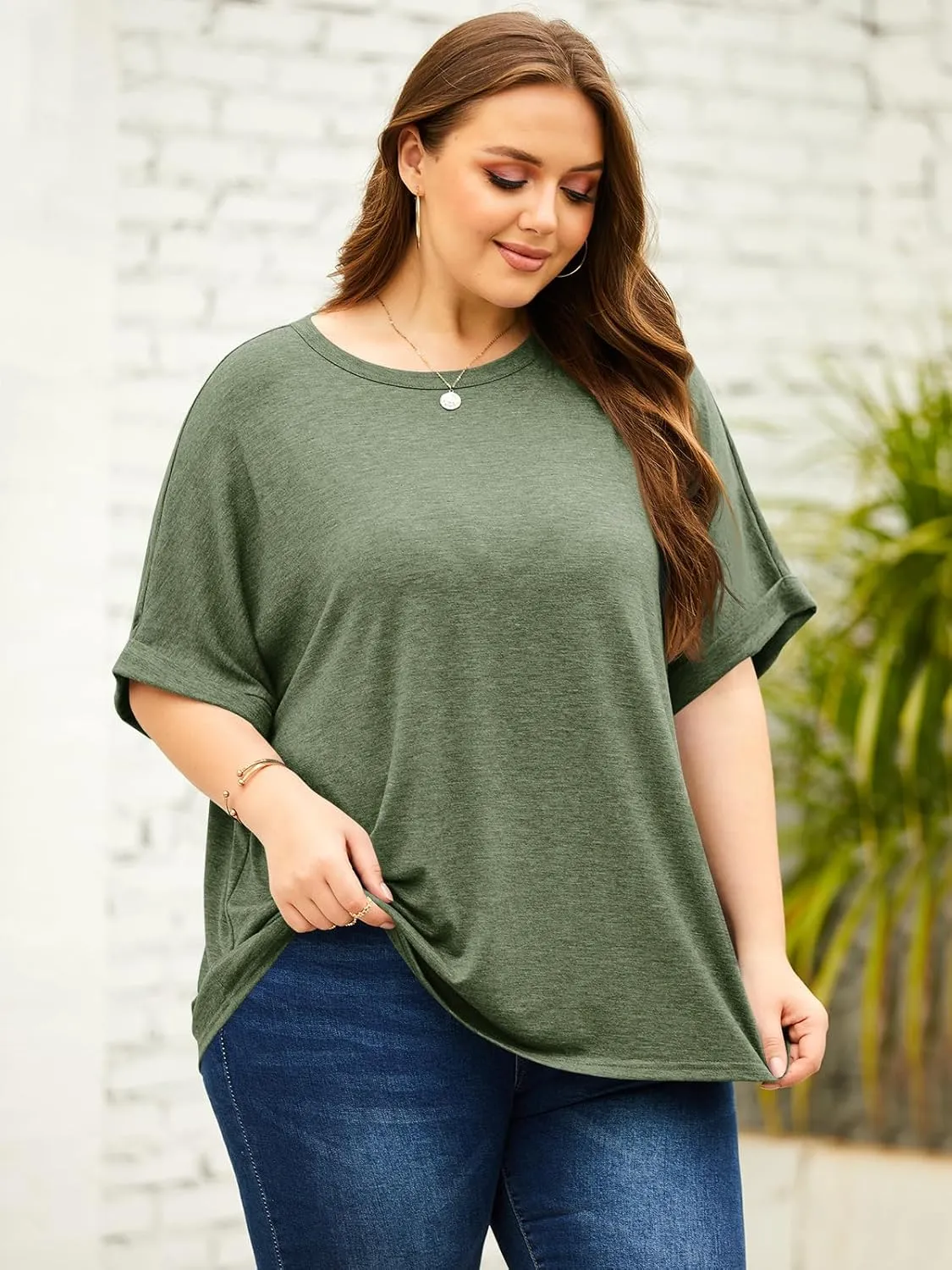 Langwyqu Womens Tops Oversized Tshirts Summer Short Sleeve T Shirts Casual Loose Fit Basic Tees