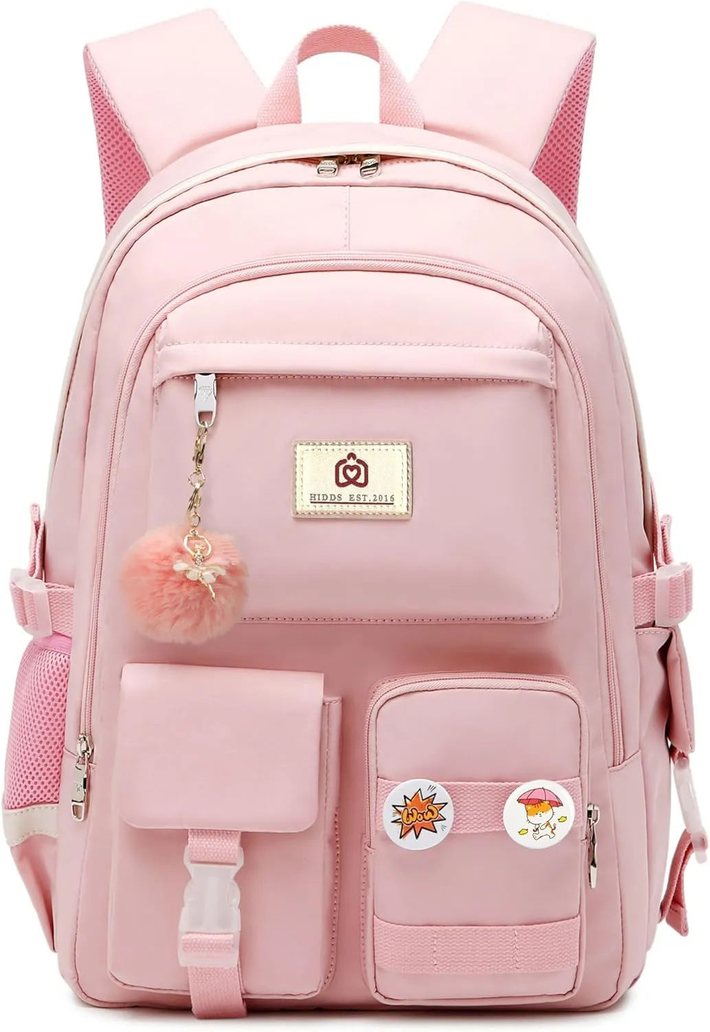 Laptop Backpacks 15.6 Inch College Backpack Elementary Middle High School Bag Large Cute Bookbags Anti Theft Travel Back Pack Casual Daypack Kids Book Bag for Teens Girls Women Students (Pink)