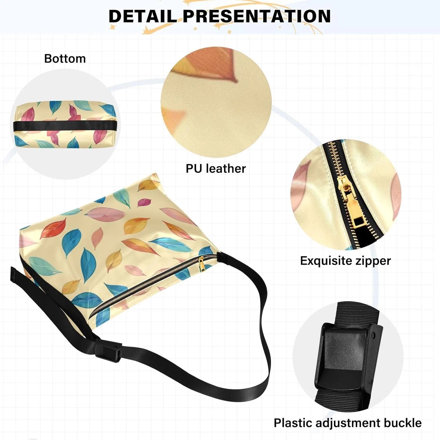 Large Capacity Crossbody Shoulder Bag Handbag Casual Tote Bag With Adjustable Strap Zipper For Men Women