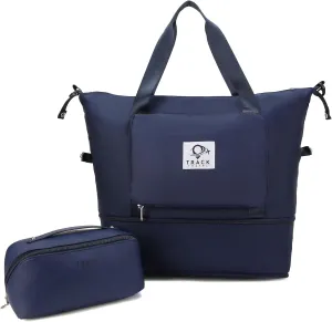 Large Capacity Folding Gym Bag - Dry Wet Separated, Portable, Lightweight, Waterproof Oxford Fabric Duffel Bag for Men and Women (Royal Blue)
