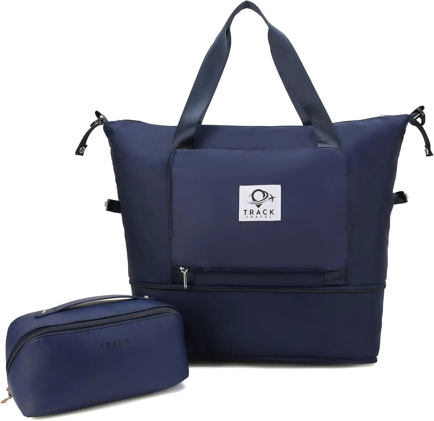 Large Capacity Folding Gym Bag - Dry Wet Separated, Portable, Lightweight, Waterproof Oxford Fabric Duffel Bag for Men and Women (Royal Blue)