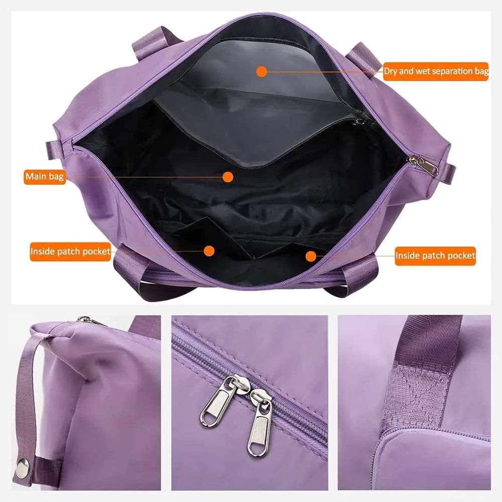 Large Capacity Folding Travel Bag, Foldable Travel Duffel Bag, Dry and Wet Separation Sports Portable Shoulder Bag, Lightweight Waterproof Carry Luggage Bag for Travel, Sports and Gym (Blue)