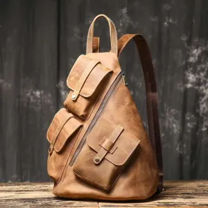 Large-Capacity Men's Leather Backpack