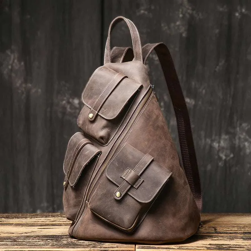 Large-Capacity Men's Leather Backpack