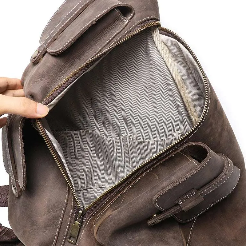 Large-Capacity Men's Leather Backpack