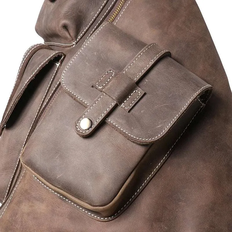 Large-Capacity Men's Leather Backpack