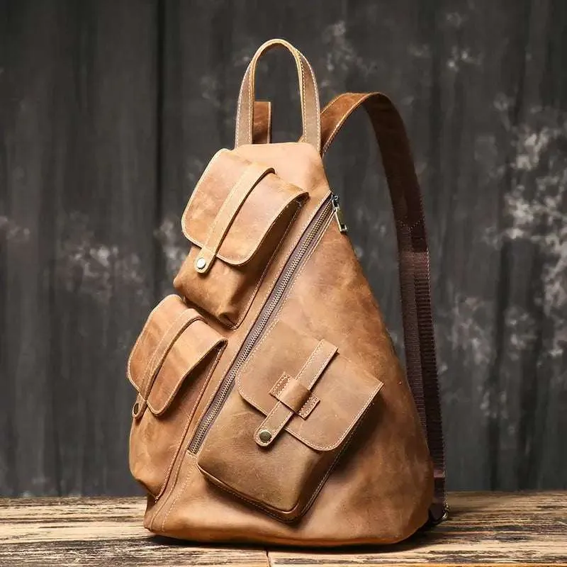 Large-Capacity Men's Leather Backpack