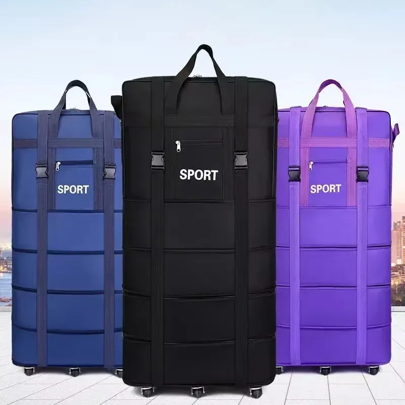 Large Capacity Rolling Travel Bag – Foldable Oxford Luggage with Packing Cubes