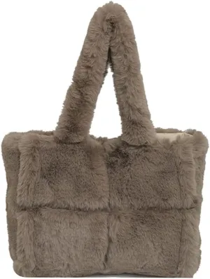 Large Capacity Soft Plush Bag for Women Winter Fleece Shoulder Purse Handbag Spacious for Shopping or Casual Outings