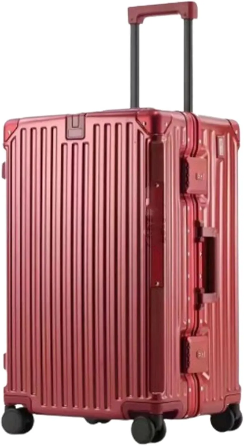 Large-Capacity Suitcase, Bag Buckle Charging Port Multi-Functional Cup Holder Suitcase for Business Trips and Travel,Silver-28 inches (Red 30 inches)