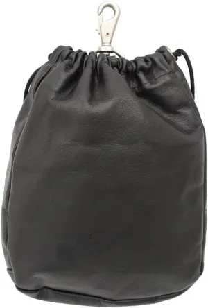 Large Drawstring Pouch, Black, One Size
