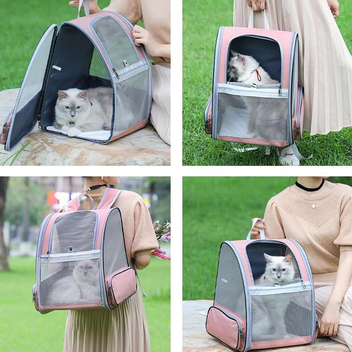 Large Foldable Breathable Portable Cat Dog Bag Outdoor Shoulder Pet Backpack