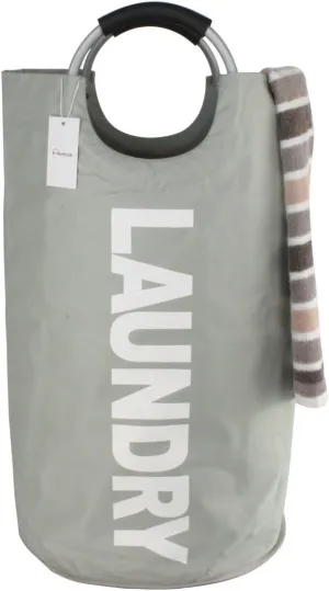 Large Laundry Basket with Alloy Handles for College, Collapsible Laundry Hamper, Foldable Clothes Bag, Folding Washing Bin (Grey)