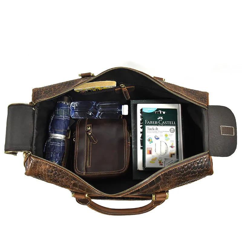 Large Leather Capacity Trolley Bag Hand Luggage Bag