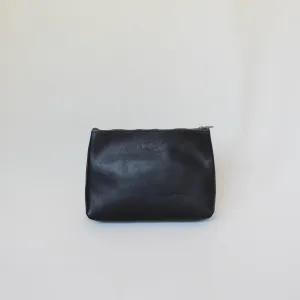 Large Leather Makeup Bag - Black
