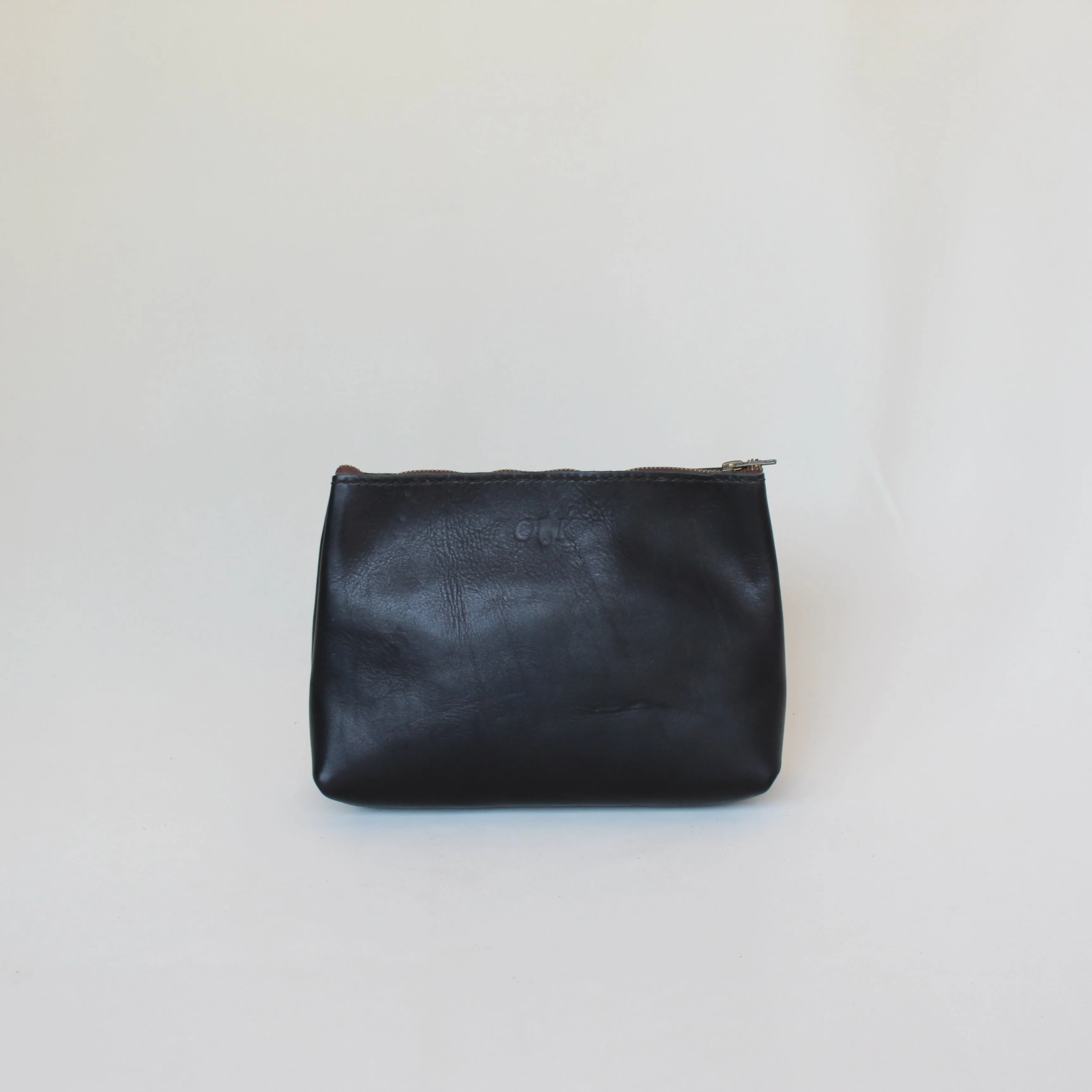 Large Leather Makeup Bag - Black