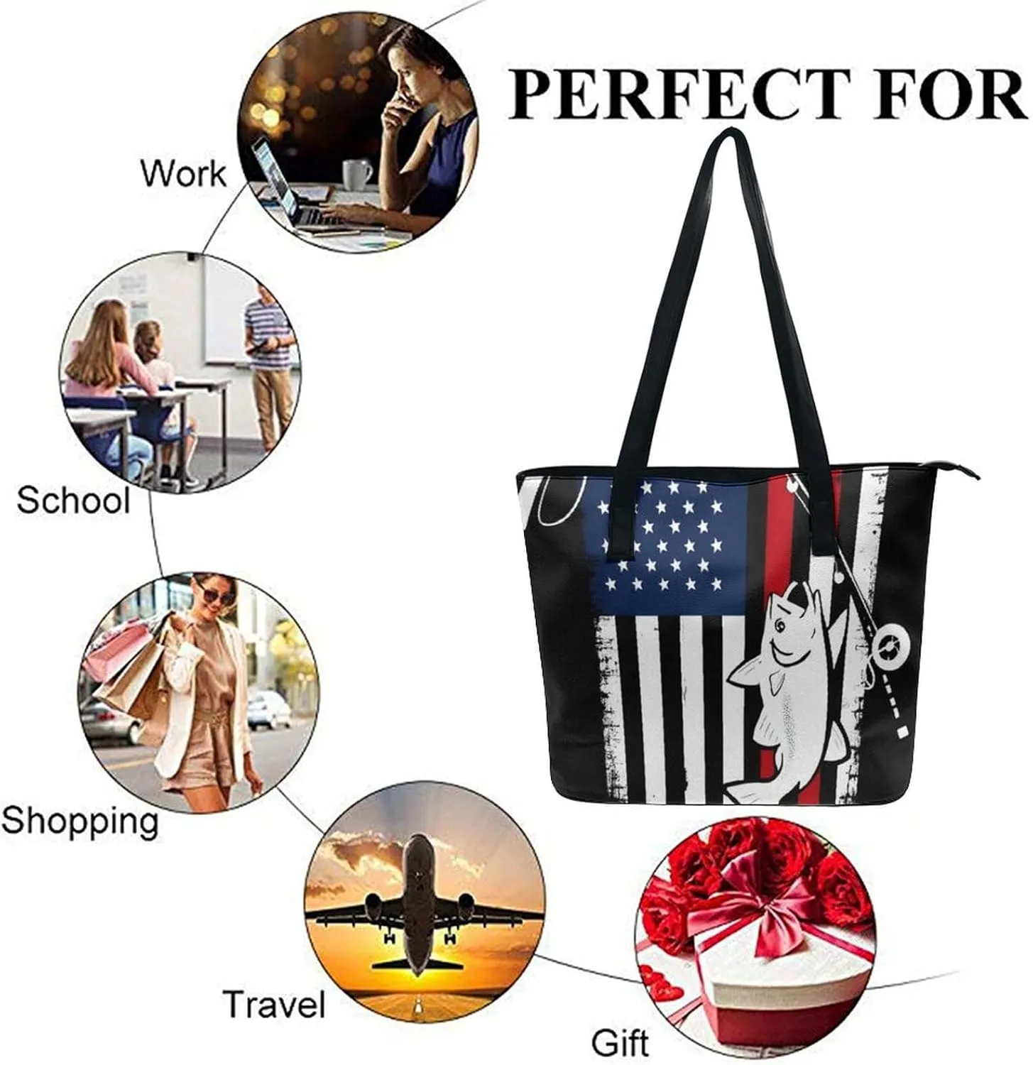 Large Leather Tote Bag Travel Work Daily Essentials Handbag For Women Men