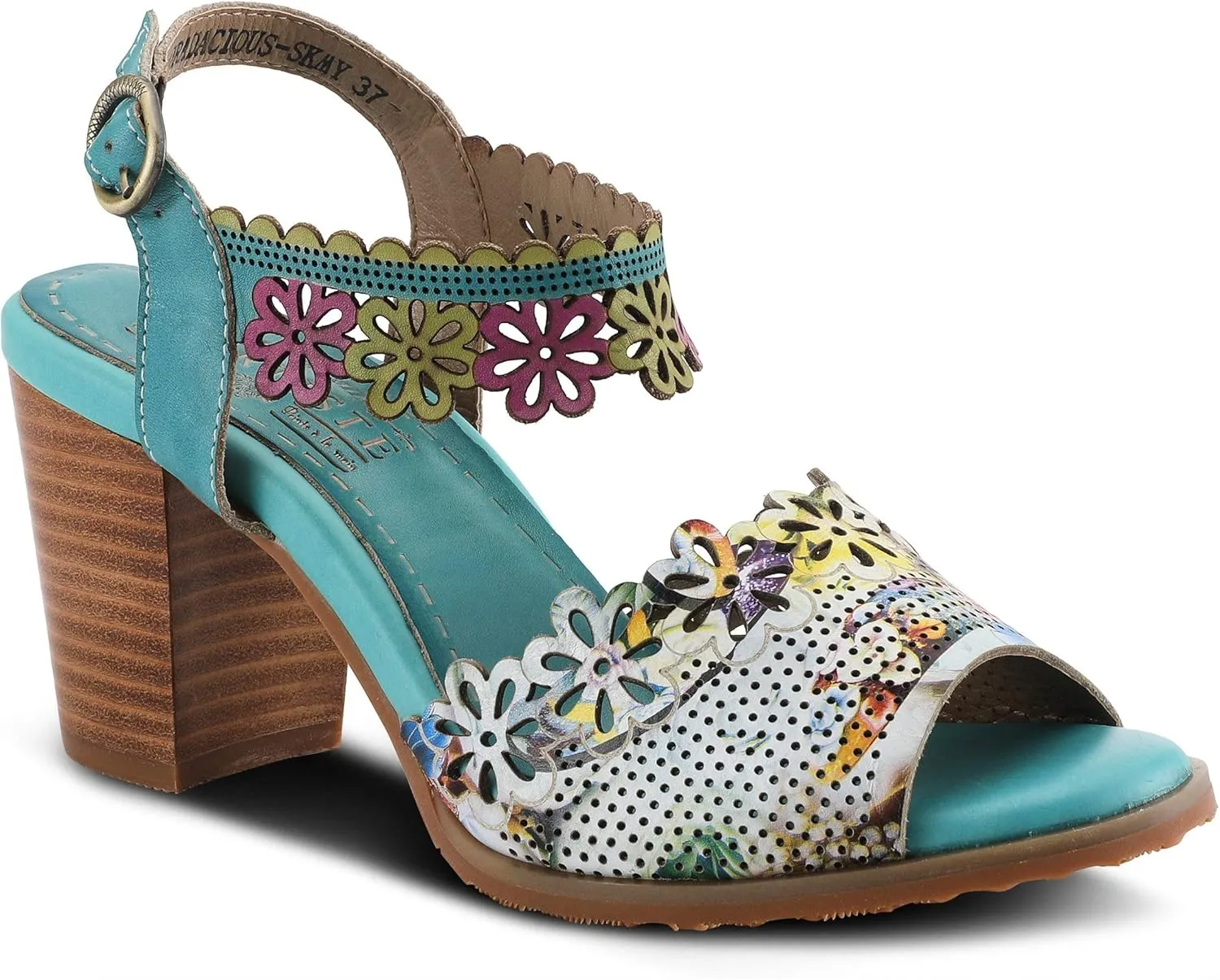 L'Artiste by Spring Step Floradacious Sky Blue Multi Leather EU 35 (US Women's 5) M