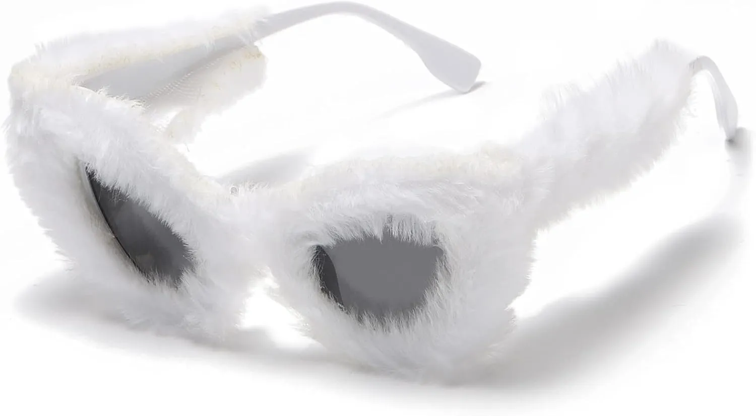 LASPOR Women Plush Fuzzy Cat Eye Sunglasses Punk Soft Velvet Shades Ladies UV400 Handmade Party Eyewear