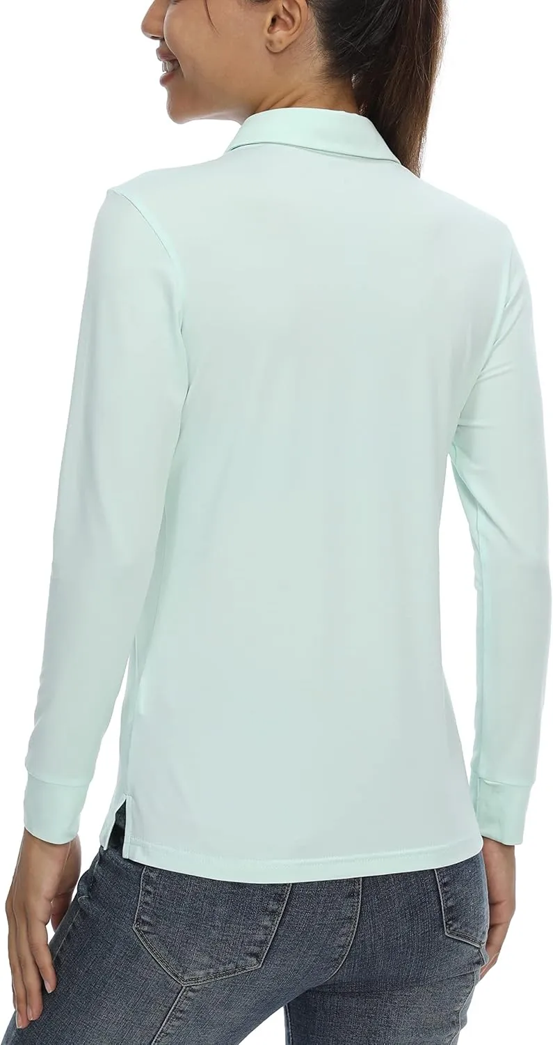LastFor1 Women's Golf Polo Shirt Tennis Long Sleeve Shirt UPF 50  Moisture Wicking Athletic Fitness T-Shirt