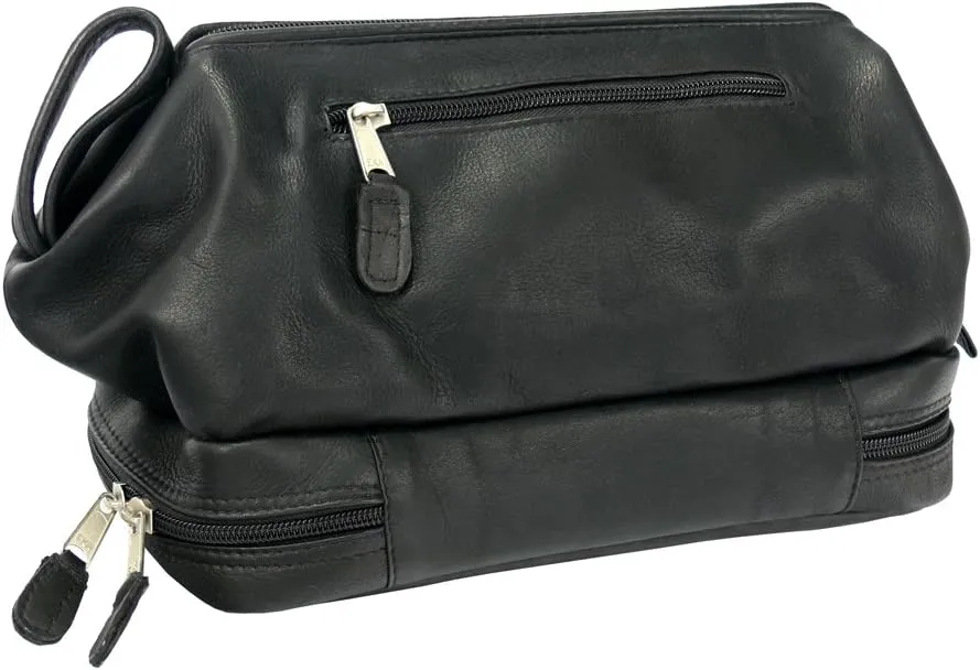 Latico Leathers Men's Portable Travel Kit Accessories Toiletries Bag - Made From 100% Genuine Authentic Leather Handcrafted by Artisans (Uptown Black)