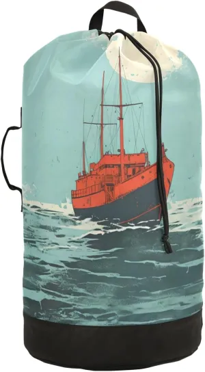Laundry Bag Backpack Waterproof Beach Bag Clothes Hamper Bag Steamship Large for Travel Camping Hiking Foldable Lightweight