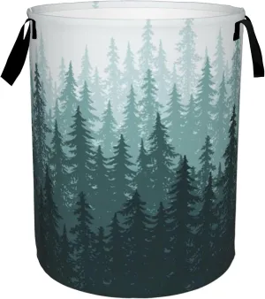 Laundry Basket, Dirty Clothes Basket, Foldable Waterproof Oxford Cloth Storage Basket for Bedroom, Bathroom, Clothes,Large Storage Basket Home Decoration(Misty Forest Landscape)