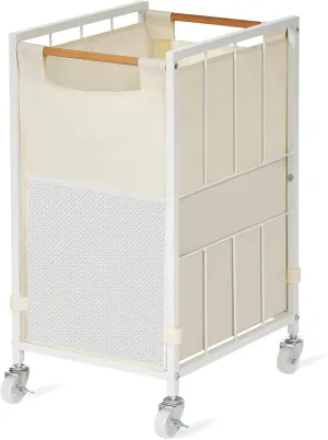 Laundry Hamper with Wheels and Adjustable Feet, 90L Laundry Basket with Removable Liner Bag, Beige