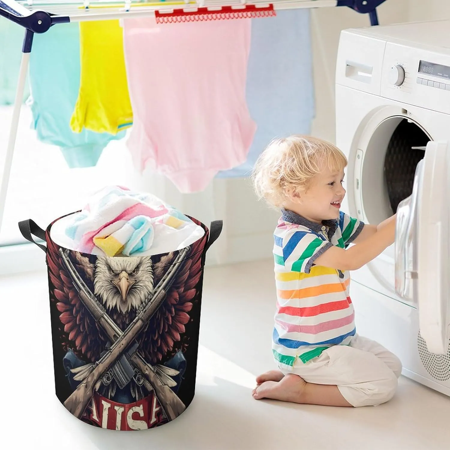 Laundry Hampers, Large Drawstring Laundry Bag, Removable Laundry Bags, Collapsible Storage Bin with Handles for Home Organization, Kids Room, Nursery Fashion Accessory