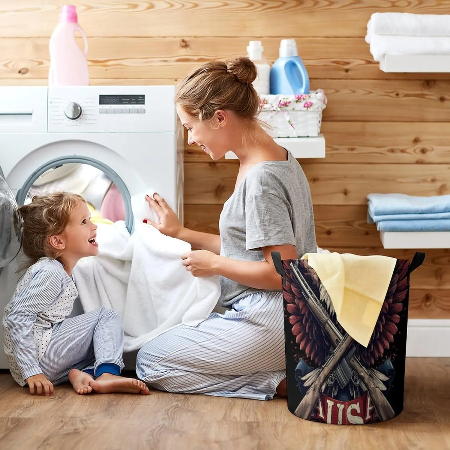 Laundry Hampers, Large Drawstring Laundry Bag, Removable Laundry Bags, Collapsible Storage Bin with Handles for Home Organization, Kids Room, Nursery Fashion Accessory