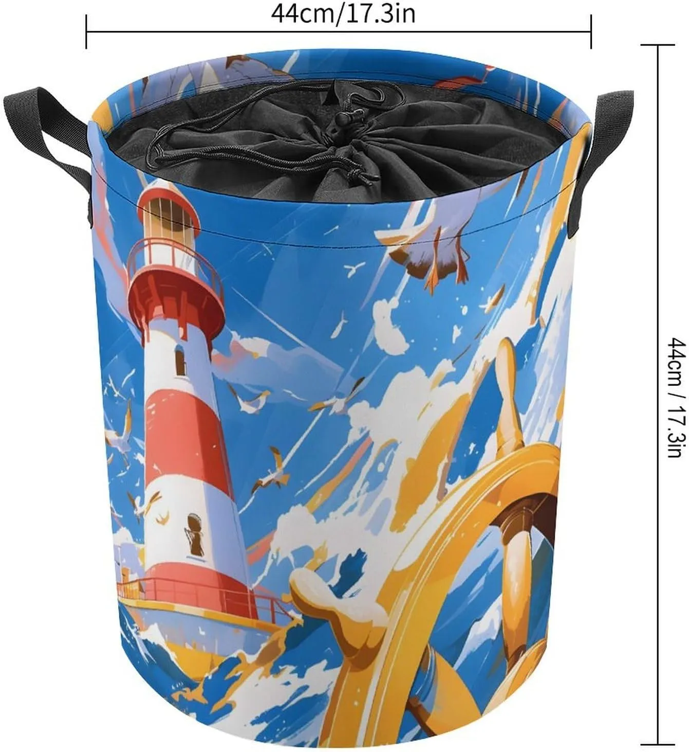 Laundry Hampers, Large Drawstring Laundry Bag, Removable Laundry Bags, Collapsible Storage Bin with Handles for Home Organization, Kids Room, Nursery Sky