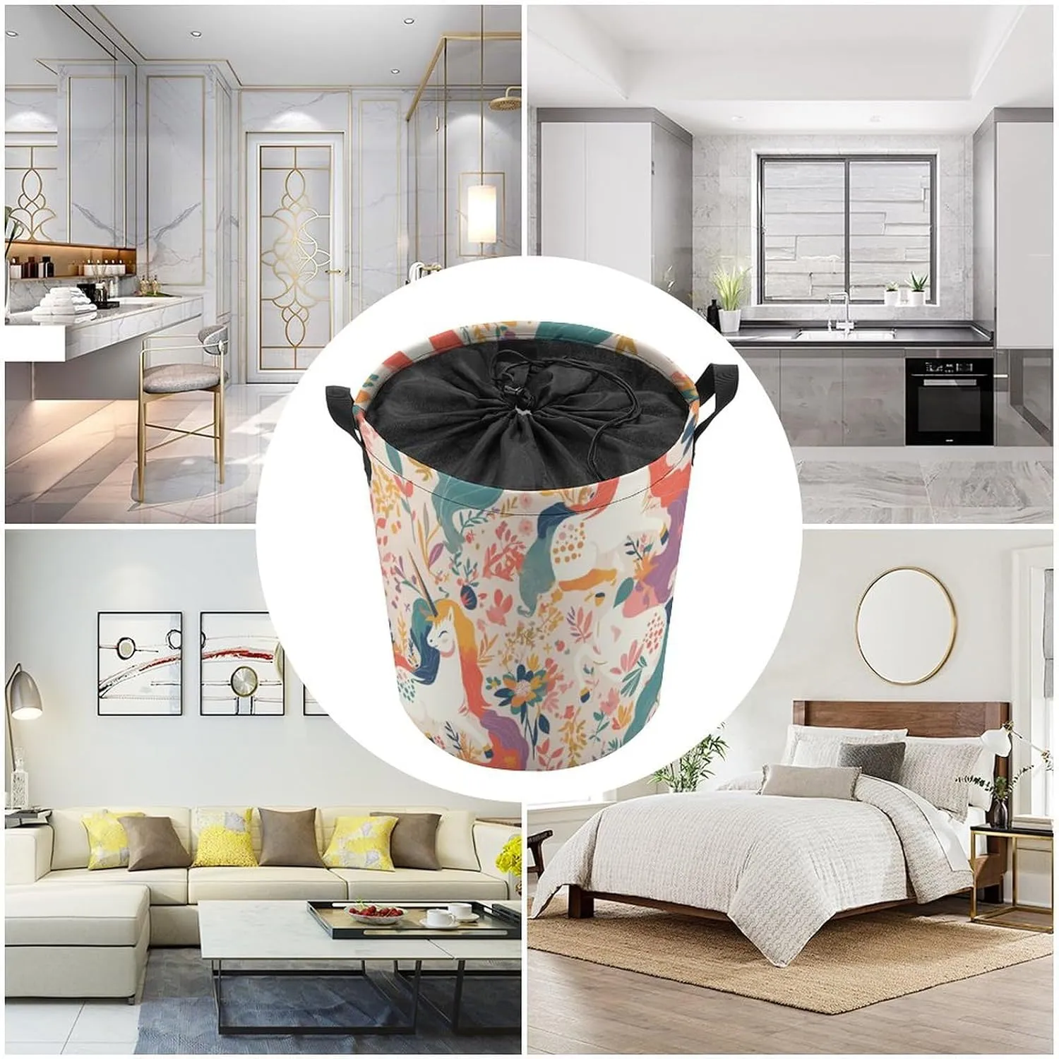 Laundry Hampers, Large Drawstring Laundry Bag, Removable Laundry Bags, Collapsible Storage Bin with Handles for Home Organization, Kids Room, Nursery Textile