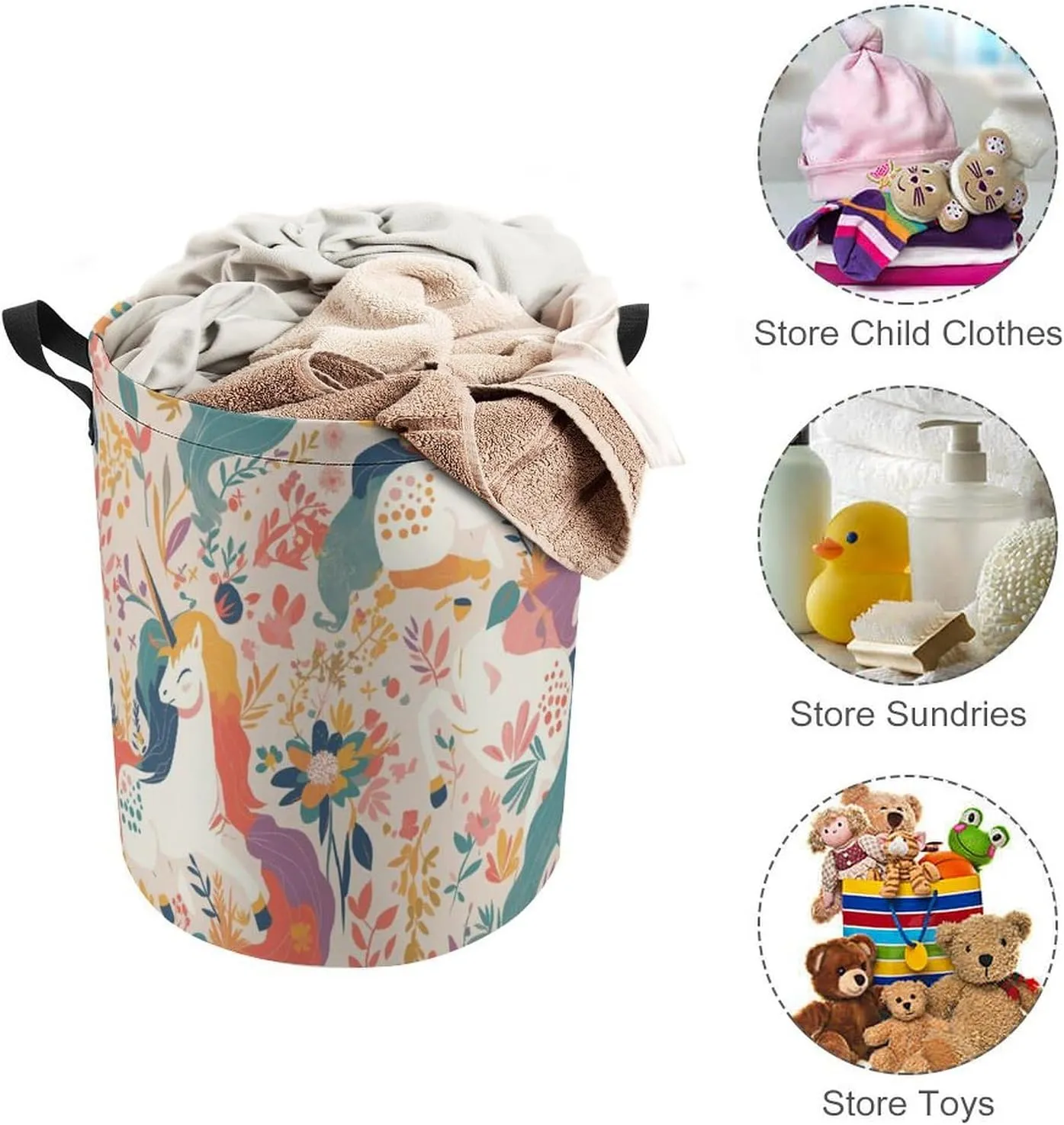 Laundry Hampers, Large Drawstring Laundry Bag, Removable Laundry Bags, Collapsible Storage Bin with Handles for Home Organization, Kids Room, Nursery Textile