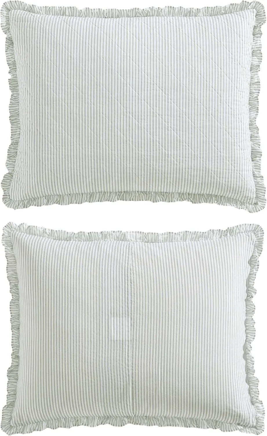 Laura Ashley - Full/Queen Quilt Set, Simple, Comfortable and Breathable Bedding with Matching Sham(s), Super Soft and Cozy Home Decor (Oxford Stripe Green, Full/Queen)