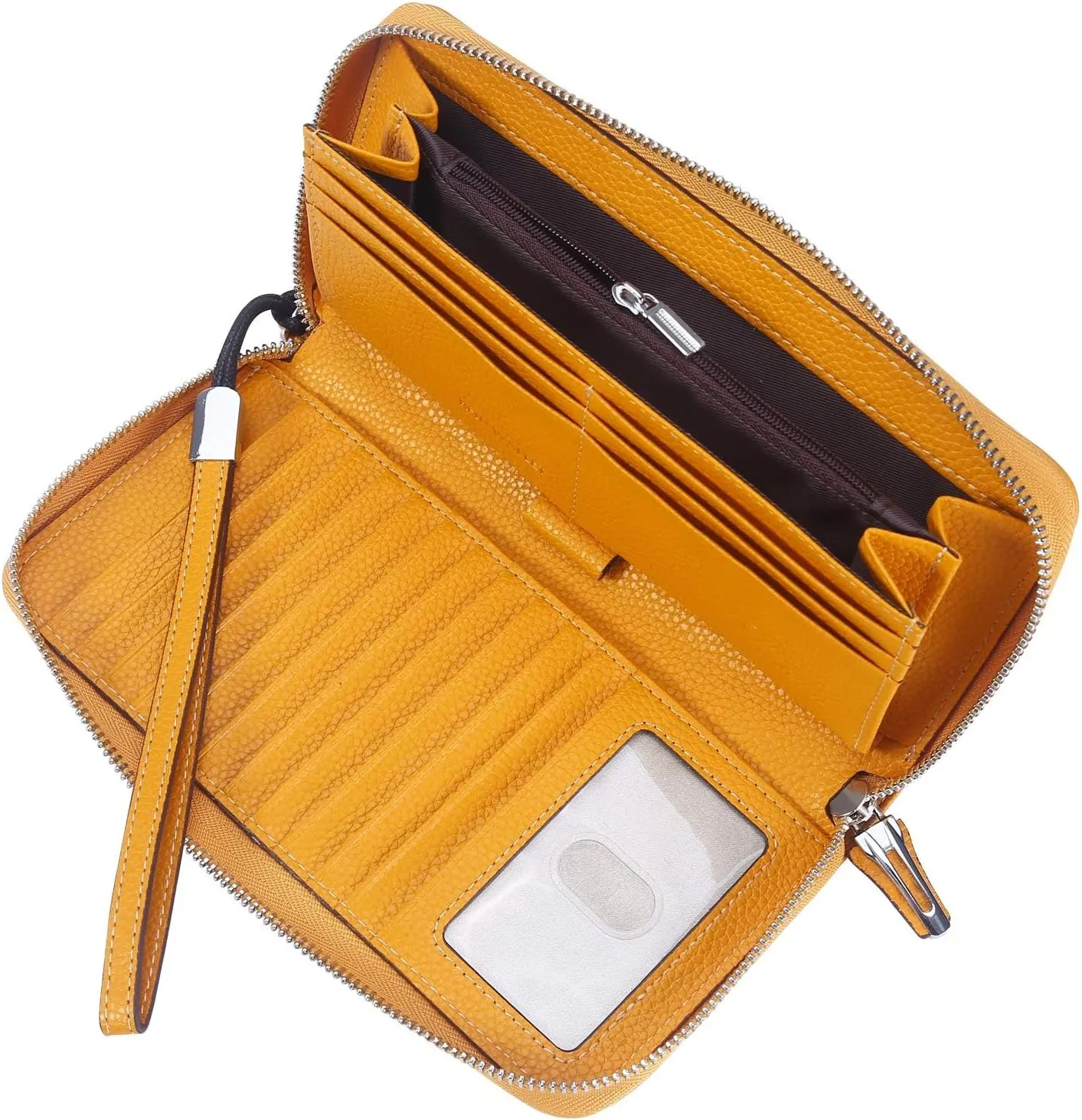Lavemi Women's RFID Blocking 100% Leather Large Capacity Zip Around Wallet Phone Holder Clutch Travel Purse Wristlet