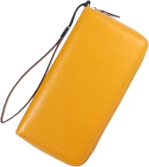 Lavemi Women's RFID Blocking 100% Leather Large Capacity Zip Around Wallet Phone Holder Clutch Travel Purse Wristlet