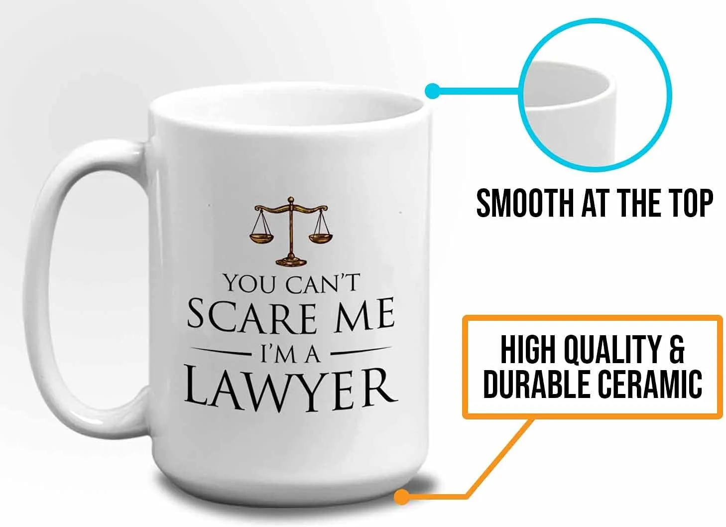 Lawyer Coffee Mug - You Cant SMe - Judge Jury Law Attorney Firm Advocate Plaintiff Civil Legal Court 15oz White