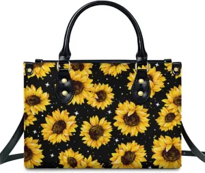 Leather Handbag for Women, Fashion Casual Sunflower Crossbody Bag for Women Ladies Gift for Work Business Travel Shopping
