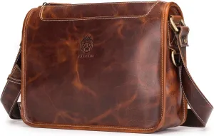 Leather Messenger Bag for Men Women Medium Satchel bag Retro Crossbody Shoulder bag Mens Purse Handbag