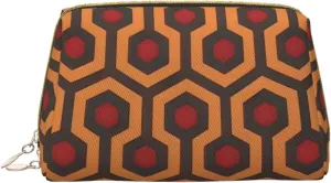 Leather portable cosmetic bag, zipper closure to take items, suitable for storage at home and travelShining Overlook