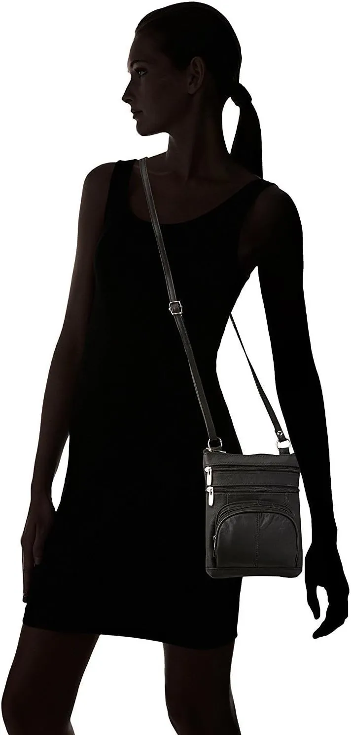 Leather Shoulder Bag Handbag Purse Cross Body Organizer Wallet Multi Pockets