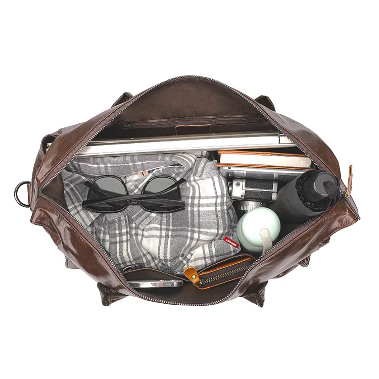 Leather Travel Bag NZ - Premium Coffee Leather Bag